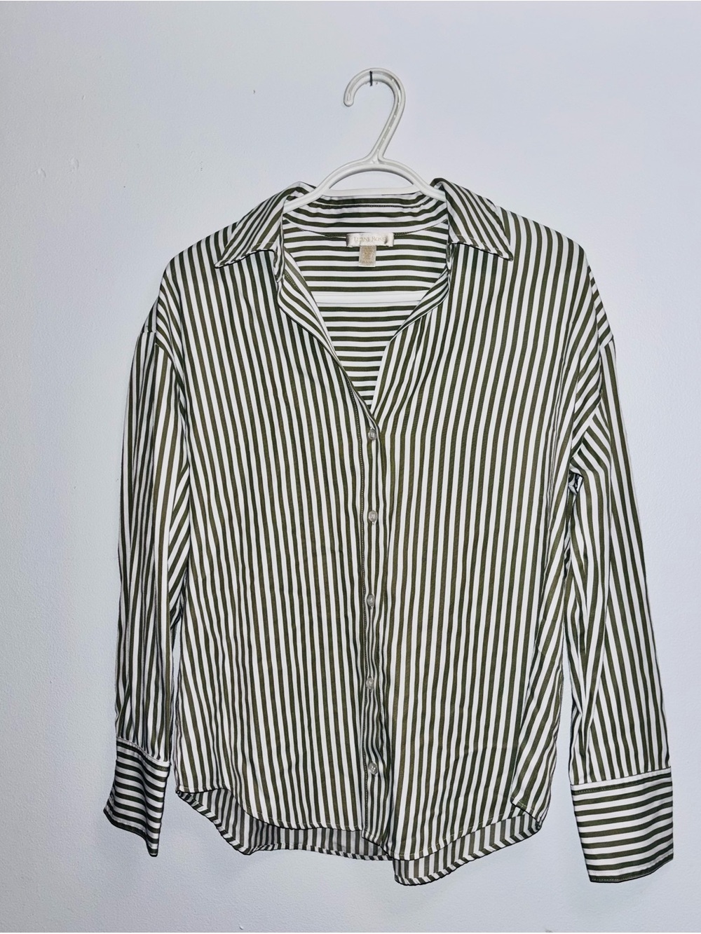 Vertical Black & White Stripe Button-Down Shirt
